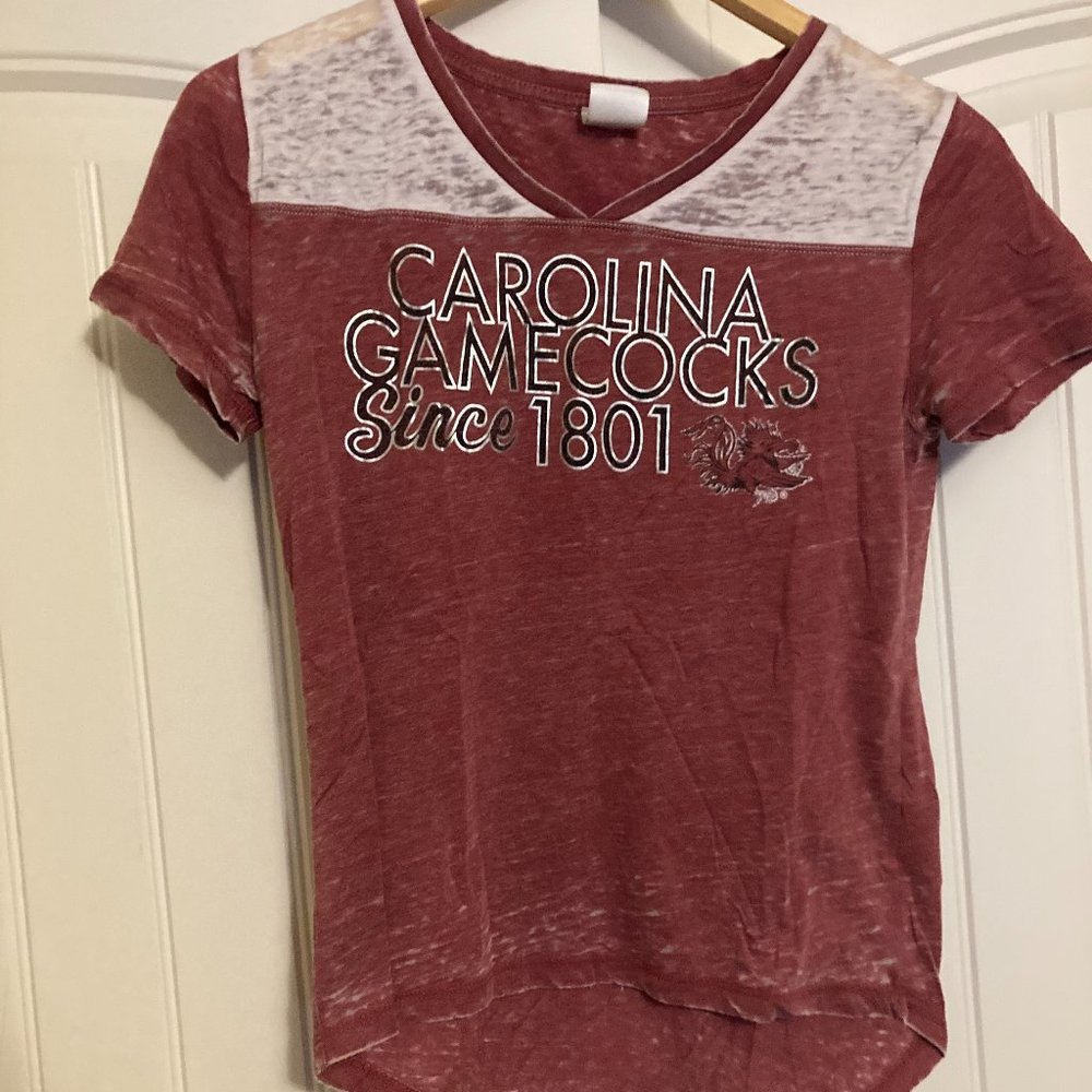 South Carolina Gamecocks Maroon Burnout T Shirt Womens Small 4/6 Rivalry Threads